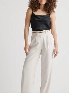Quince Cream Wide-Leg High-Waist Trousers